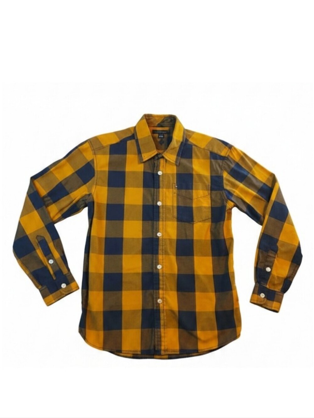 Y2K Tommy Hilfiger Plaid Flannel Shirt Boys 12-14 Years Yellow